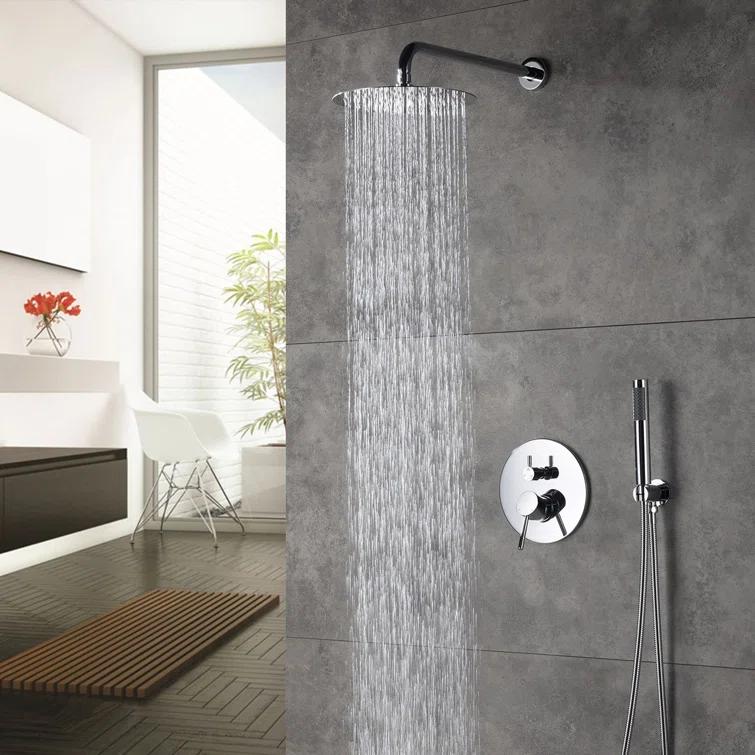 Pressure-Balanced Complete Shower System with 10-Inch Rain Shower Head, Handheld, Rough-in Valve