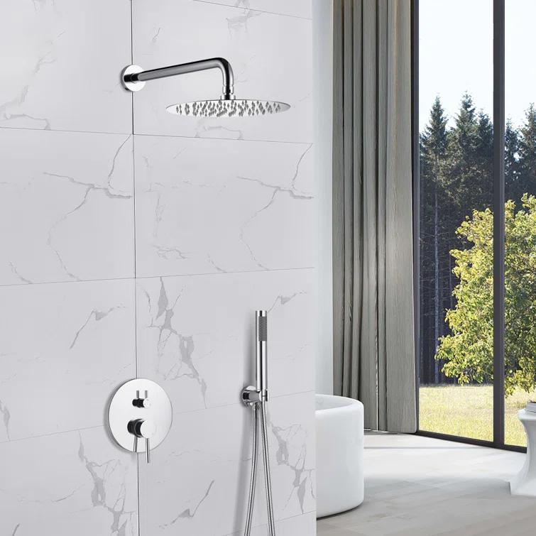 Pressure-Balanced Complete Shower System with 10-Inch Rain Shower Head, Handheld, Rough-in Valve