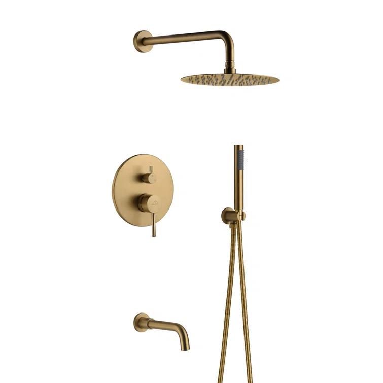 Luxury Wall-Mounted 3-Function Shower System Solid Brass Mixer Valve, 1.8 GPM Flow & Dual Showerheads with Rough-in Valve