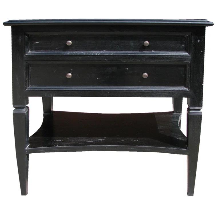 Luna 2 Drawer Nightstand - Hand Rubbed Black
