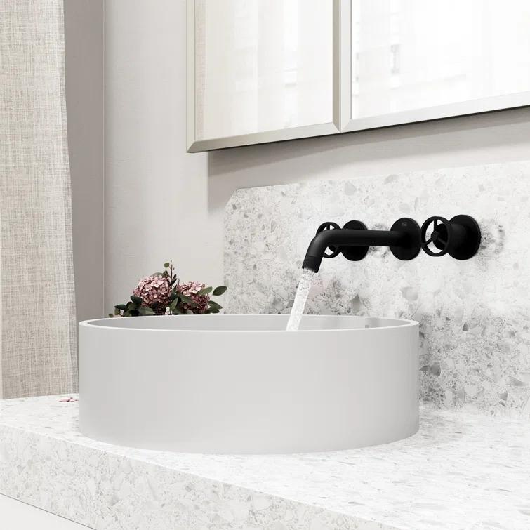 Cass 3" H Two Handle WaterSense Wall Mount Bathroom Faucet