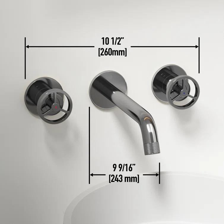 Cass 3" H Two Handle WaterSense Wall Mount Bathroom Faucet