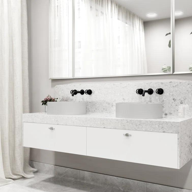 Cass 3" H Two Handle WaterSense Wall Mount Bathroom Faucet