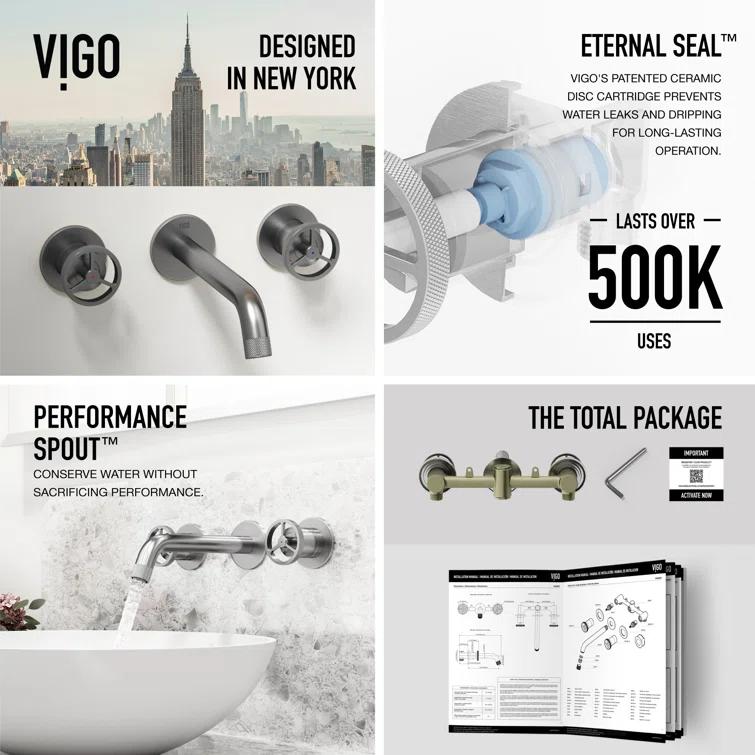 Cass 10" W Two Handle WaterSense Wall Mount Bathroom Faucet