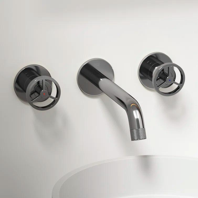 Cass 3" H Two Handle WaterSense Wall Mount Bathroom Faucet