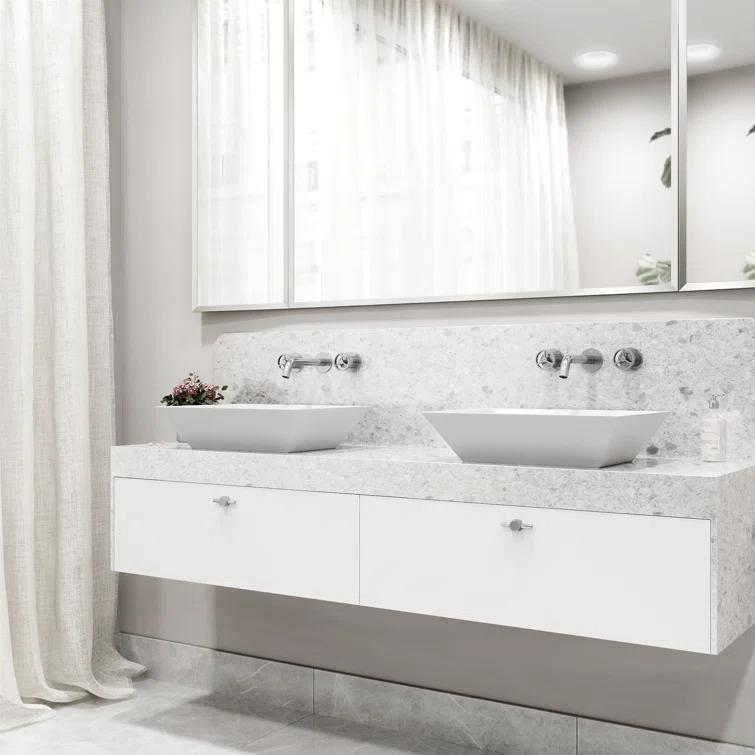 Cass 3" H Two Handle WaterSense Wall Mount Bathroom Faucet