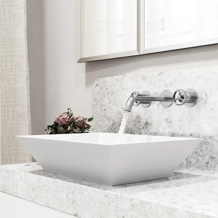Cass 3" H Two Handle WaterSense Wall Mount Bathroom Faucet