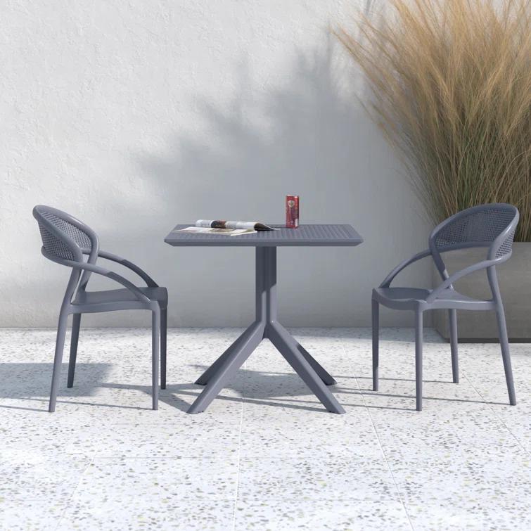 Compamia Sky 32" Square Patio Bistro Table in Dark Gray