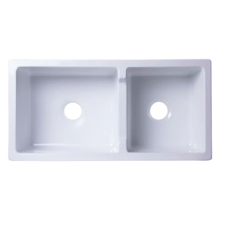 36'' L Farmhouse / Apron Double Bowl Fireclay Kitchen Sink