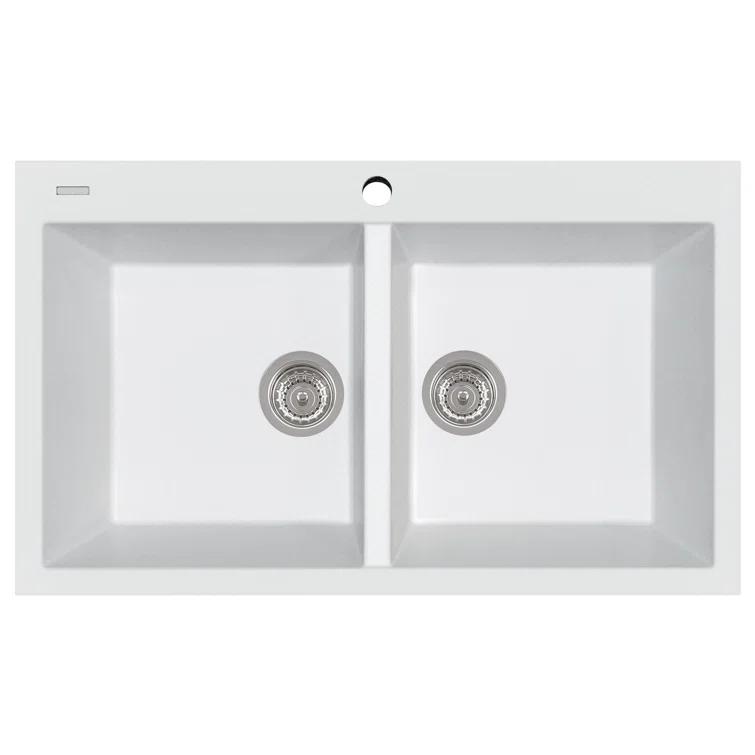 34'' L Drop-In Double Bowl Granite Kitchen Sink