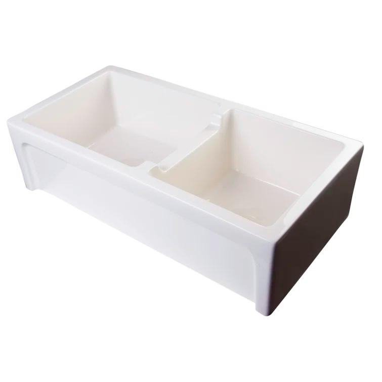 36'' L Farmhouse / Apron Double Bowl Fireclay Kitchen Sink