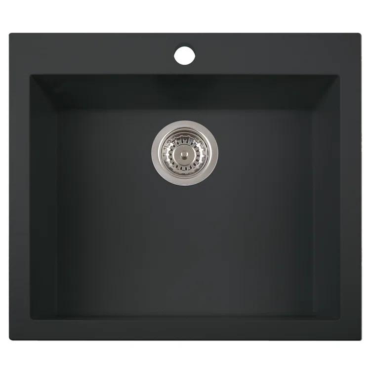 23.63'' L Drop-In Single Bowl Granite Kitchen Sink