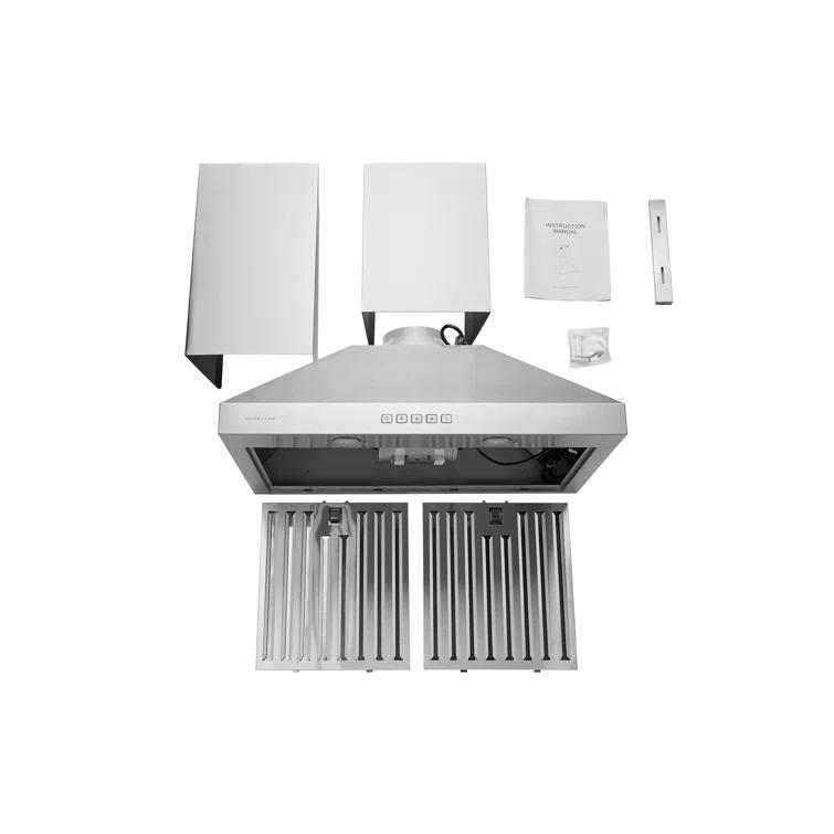 Hauslane 30" Stainless Steel Convertible Wall Range Hood with Baffle Filter