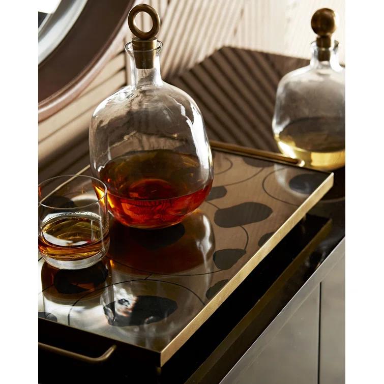 Frances Clear Glass and Brass 2-Piece Whiskey Decanter Set
