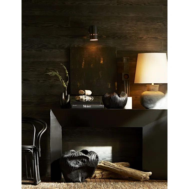 Ebony Teak Root Hand-Carved Ribbed Sculpture Centerpiece