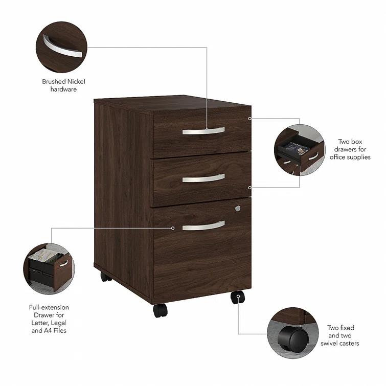 Bush Business Furniture Studio C L Shaped Desk with Mobile File Cabinet and Return