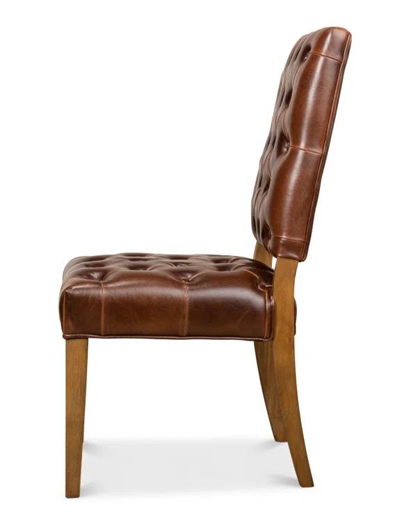 Sarreid Ltd Brady Leather Side Chair (Set of 2)