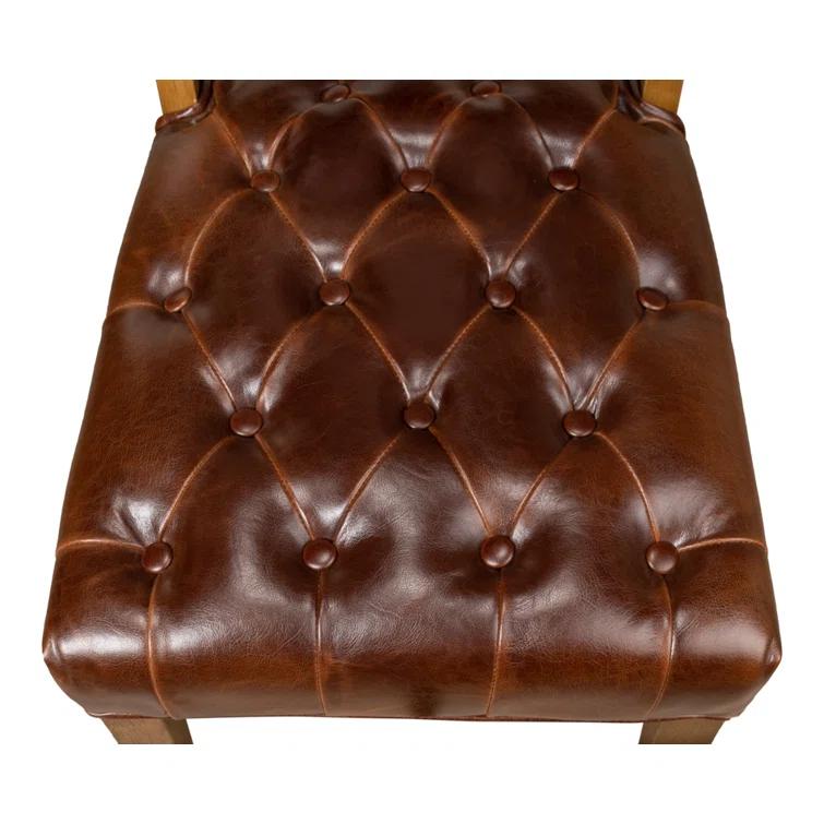 Sarreid Ltd Brady Leather Side Chair (Set of 2)