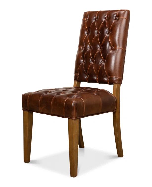 Sarreid Ltd Brady Leather Side Chair (Set of 2)