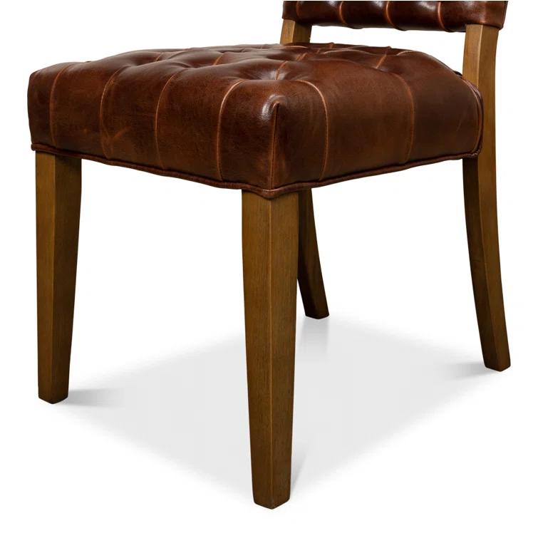 Sarreid Ltd Brady Leather Side Chair (Set of 2)