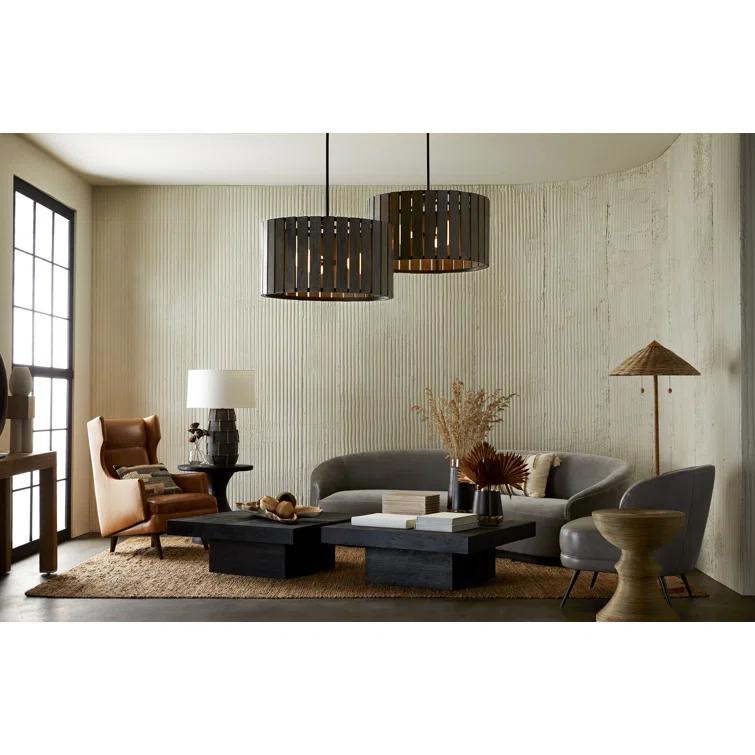 Duncan Graphite Leather & Smoke Glass Hurricane Candle Holder 10"x8"