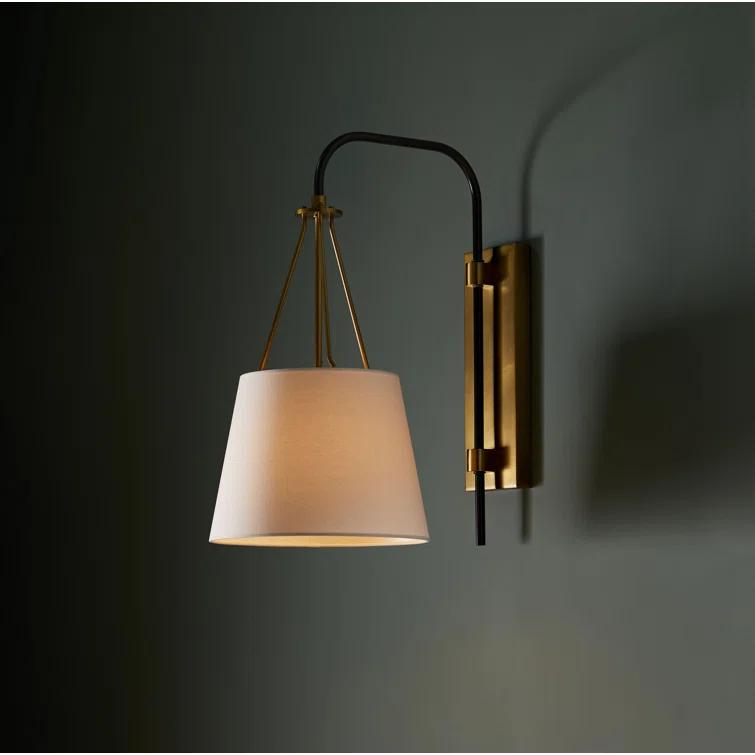 Franklin Black and Brass Swing Arm Sconce