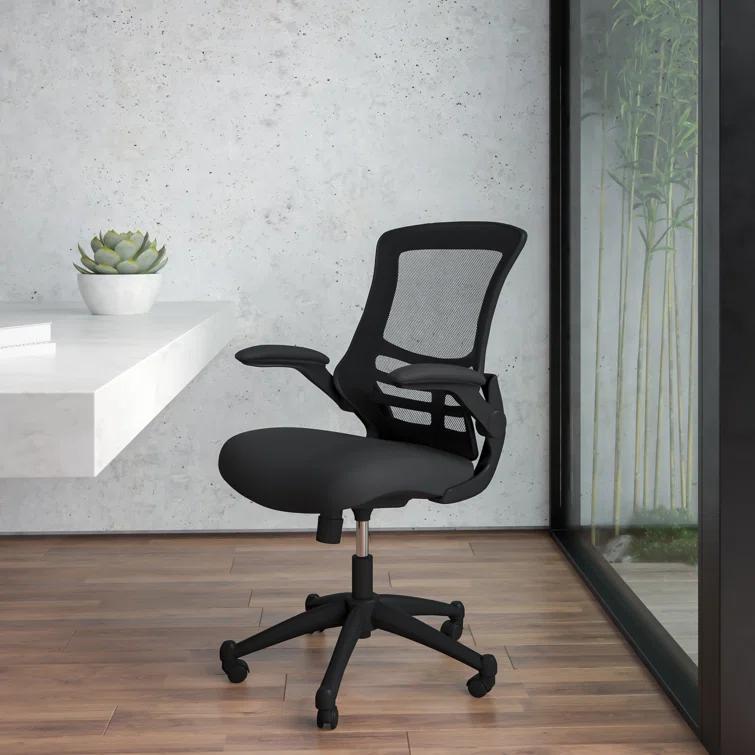 Jayetta Mid-Back Mesh Swivel Ergonomic Office Chair with Flip-Up Arms