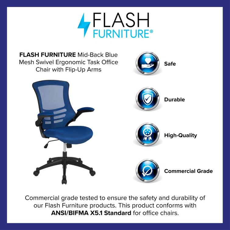 Jayetta Mid-Back Mesh Swivel Ergonomic Office Chair with Flip-Up Arms