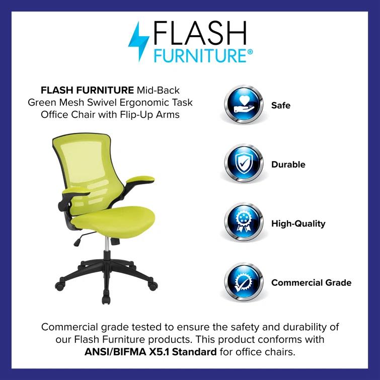 Jayetta Mid-Back Mesh Swivel Ergonomic Office Chair with Flip-Up Arms
