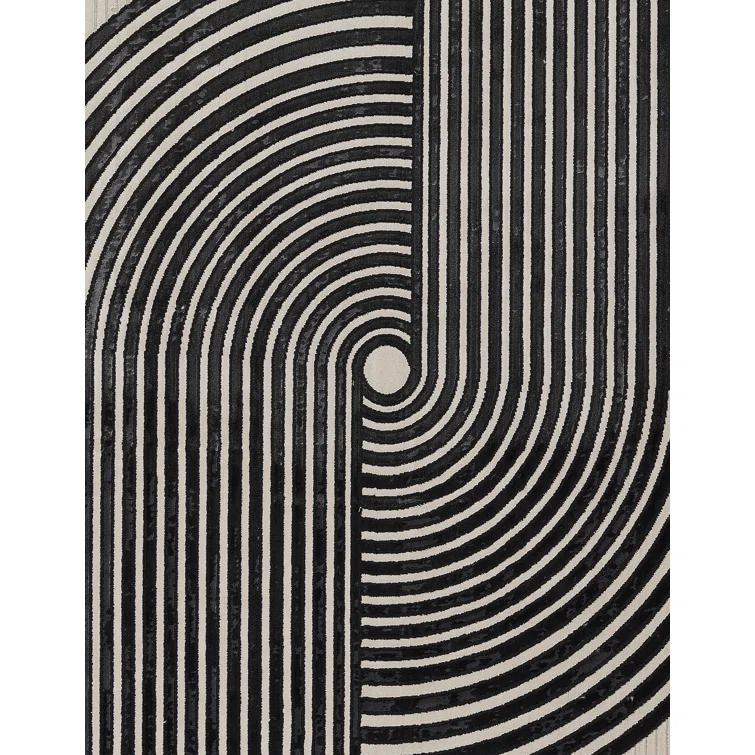Wade Logan® Chanella Geometric Black/Beige Area Rug