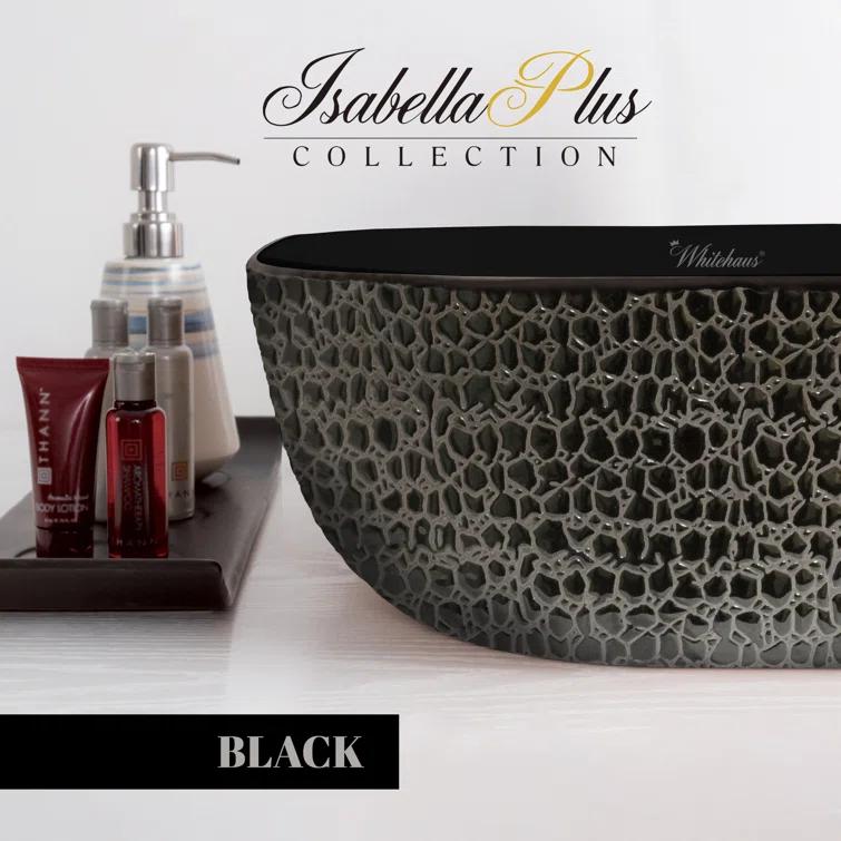 Whitehaus Collection Isabella Plus 15.75'' Black Vitreous China Rectangular Bathroom Sink