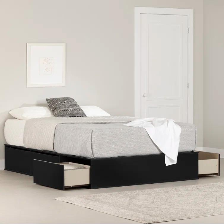 Fusion Queen 6-Drawer Platform Bed Pure Black