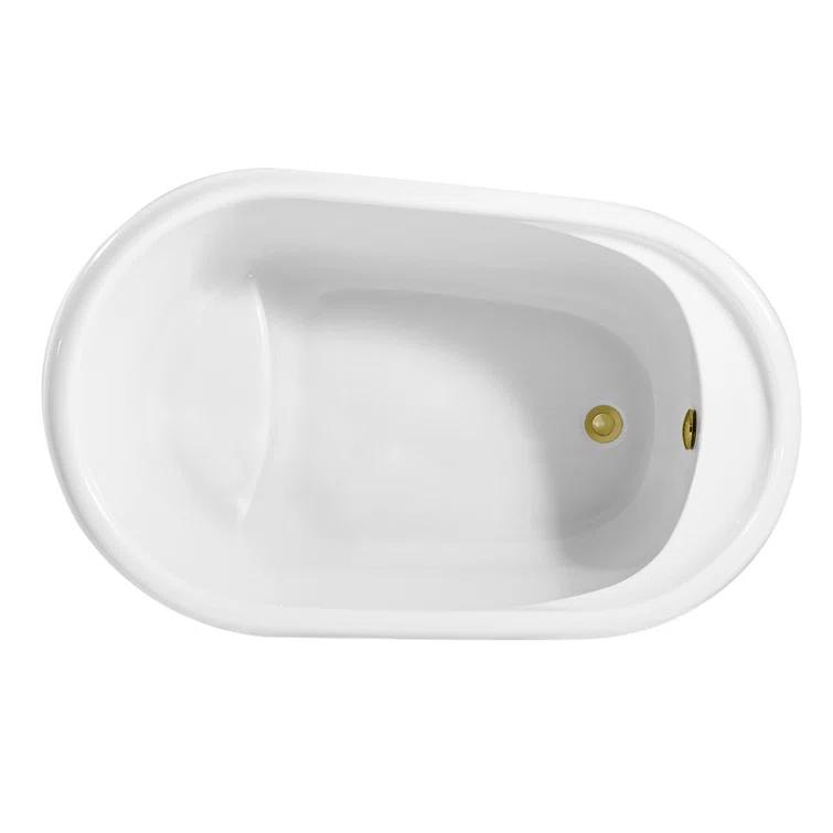 51" Streamline Freestanding Soaking Acrylic Bathtub With Drain and Bamboo Tray