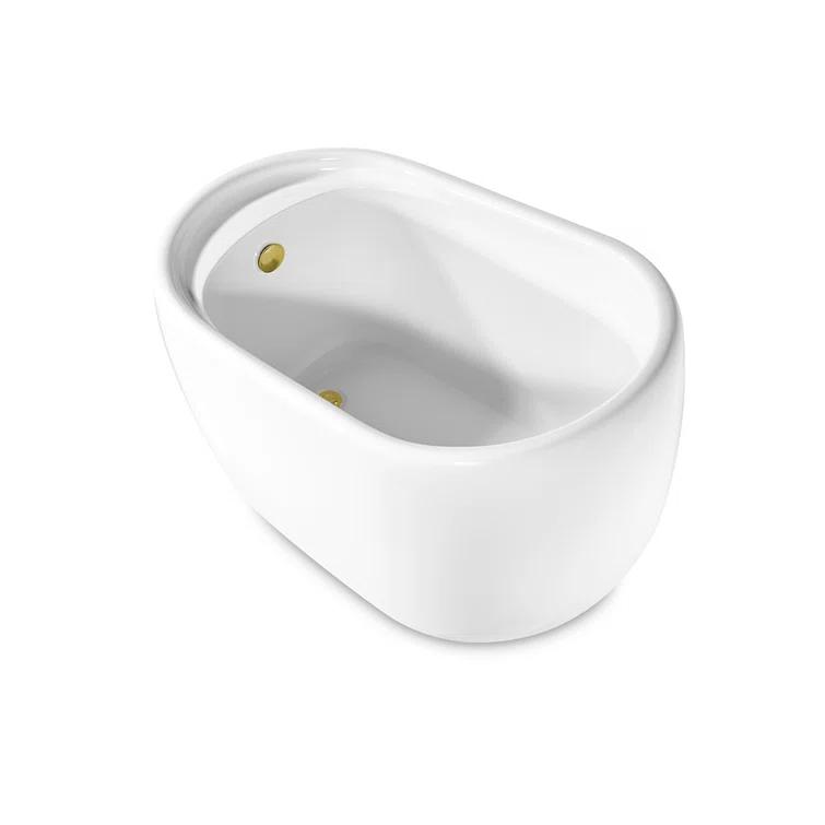 51" Streamline Freestanding Soaking Acrylic Bathtub With Drain and Bamboo Tray