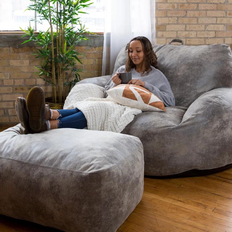 Big Joe Nestle Vegan Leather Loveseat Ottoman