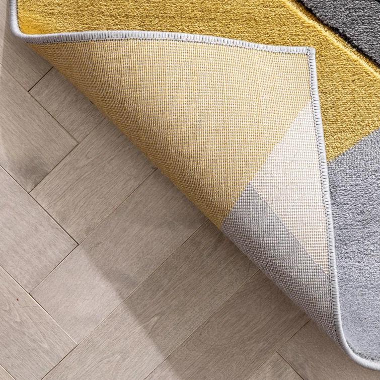 Markovich Gold Modern Geometric Stripes 3D Textured Rug