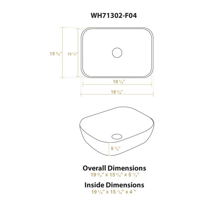 Whitehaus Collection Isabella Plus 15.75'' Black Vitreous China Rectangular Bathroom Sink