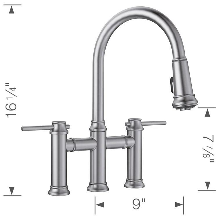 Empressa Pull Down Dual Spray Bridge Faucet