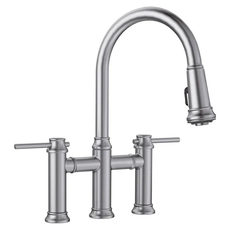 Empressa Pull Down Dual Spray Bridge Faucet