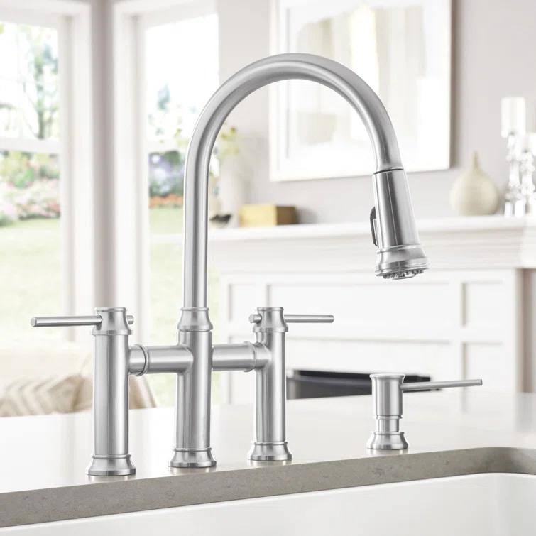 Empressa Pull Down Dual Spray Bridge Faucet