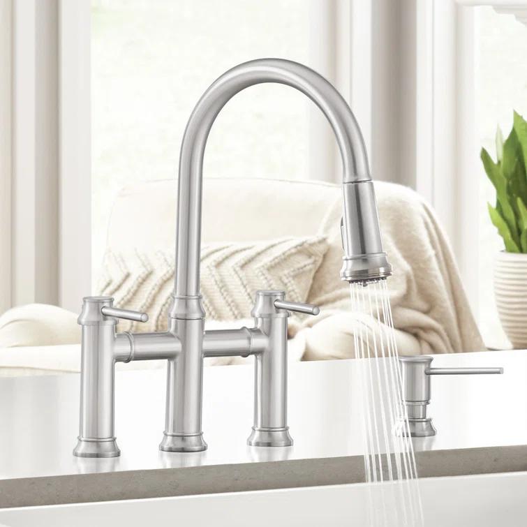 Empressa Pull Down Dual Spray Bridge Faucet