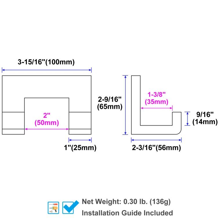 Double Wall Mounted Robe Hook
