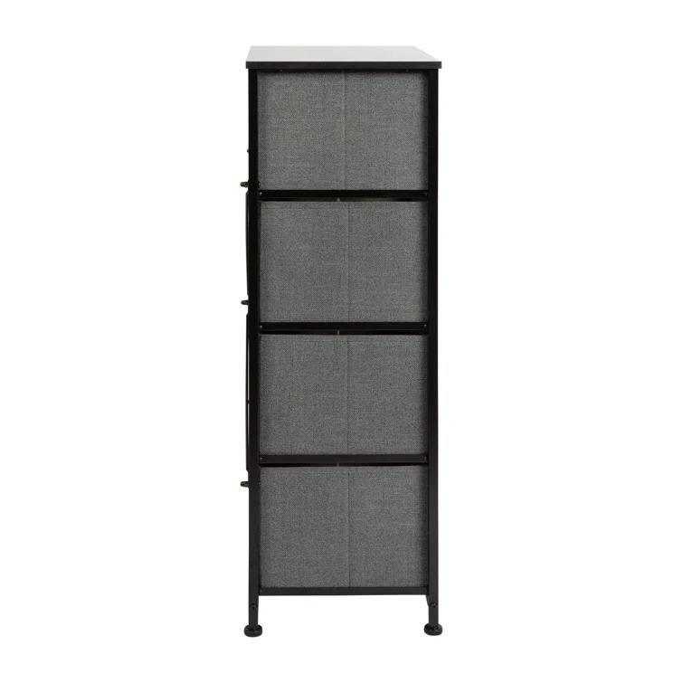 Flash Furniture Malone 4 Drawer Vertical Storage Dresser with Wood Top & Fabric Pull Drawers