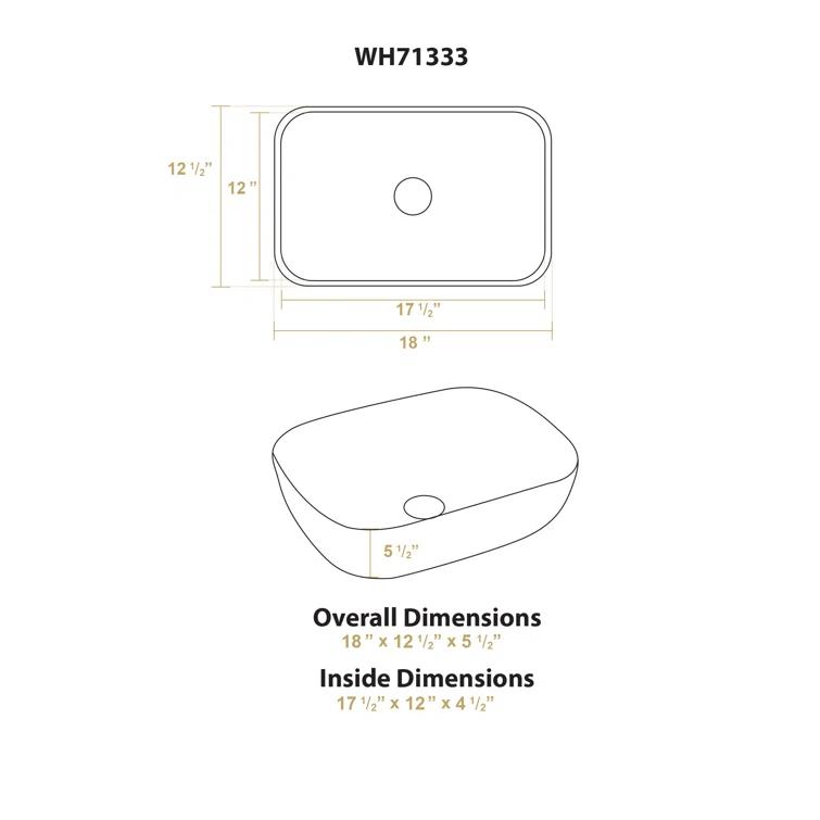 Whitehaus Collection WH71333 Whitehaus Collection Isabella Plus 12.5'' White Vitreous China Rectangular Bathroom Sink