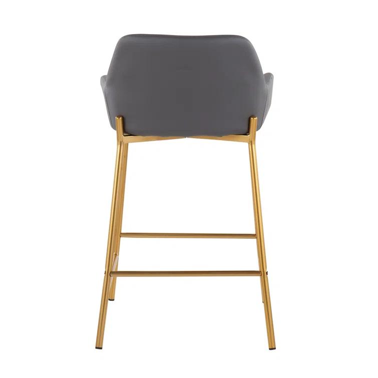 Cassiopeia Fixed-Height Faux Leather Bar & Counter Stool with Metal Legs