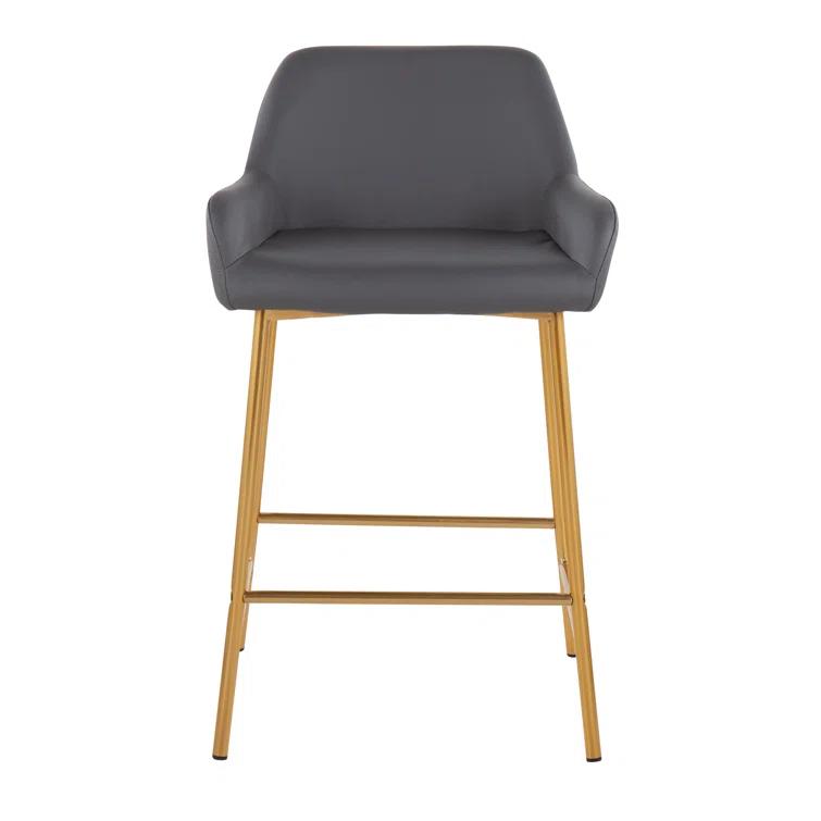 Cassiopeia Fixed-Height Faux Leather Bar & Counter Stool with Metal Legs