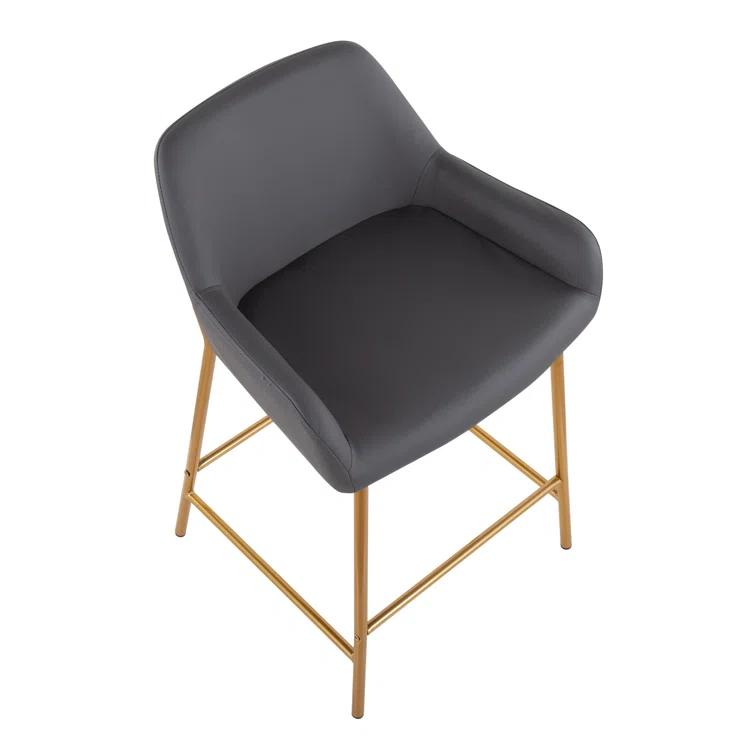 Cassiopeia Fixed-Height Faux Leather Bar & Counter Stool with Metal Legs