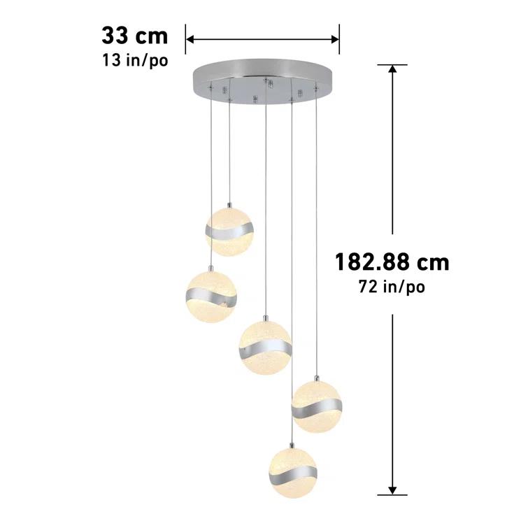 5 - Light Chrome LED Sphere Pendant