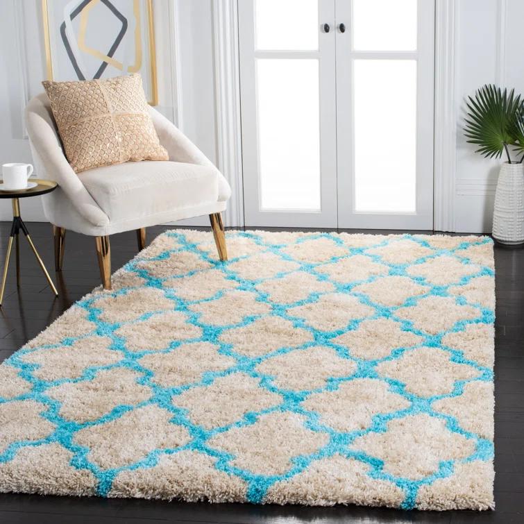 Barcelona Shag Hand Tufted Performance Geometric Rug