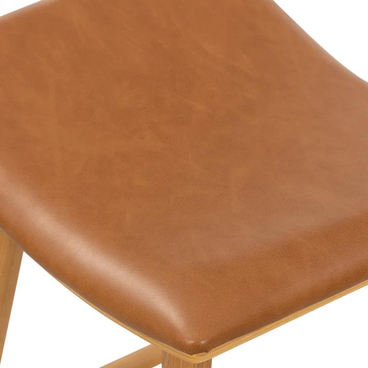 Oak Wood Saddle Bar & Counter Stools